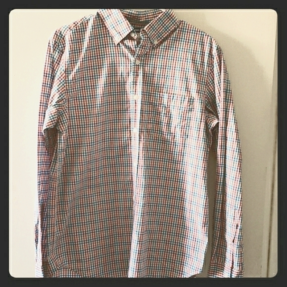 Old Navy The Classic Shirt in Blue/Green/Orange and Red Plaid Size S